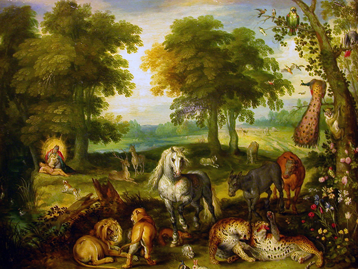 The Garden of Eden with the Creation of Eve. Painting by Jan Brueghel the Younger