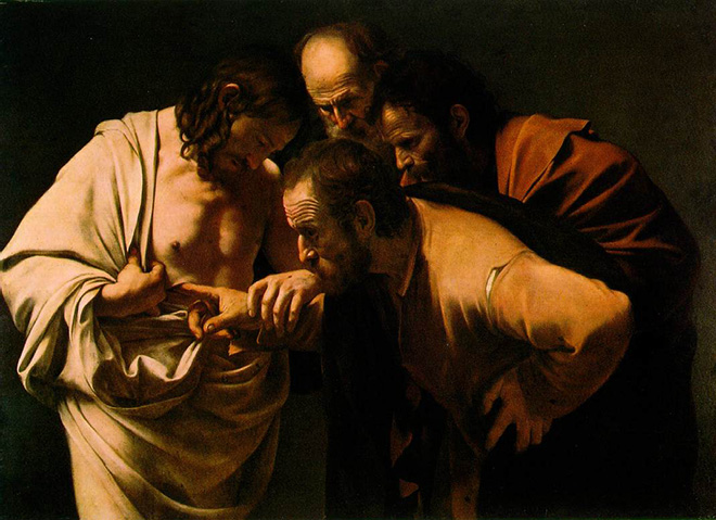 Caravaggio "The Incredulity of Saint Thomas". Painting
