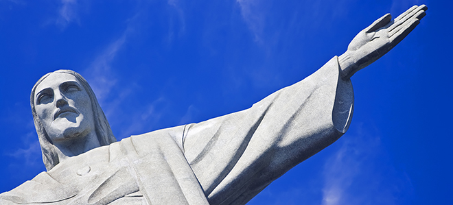 Foto av Kristusstatuen i Rio de Janeiro, Brasil.